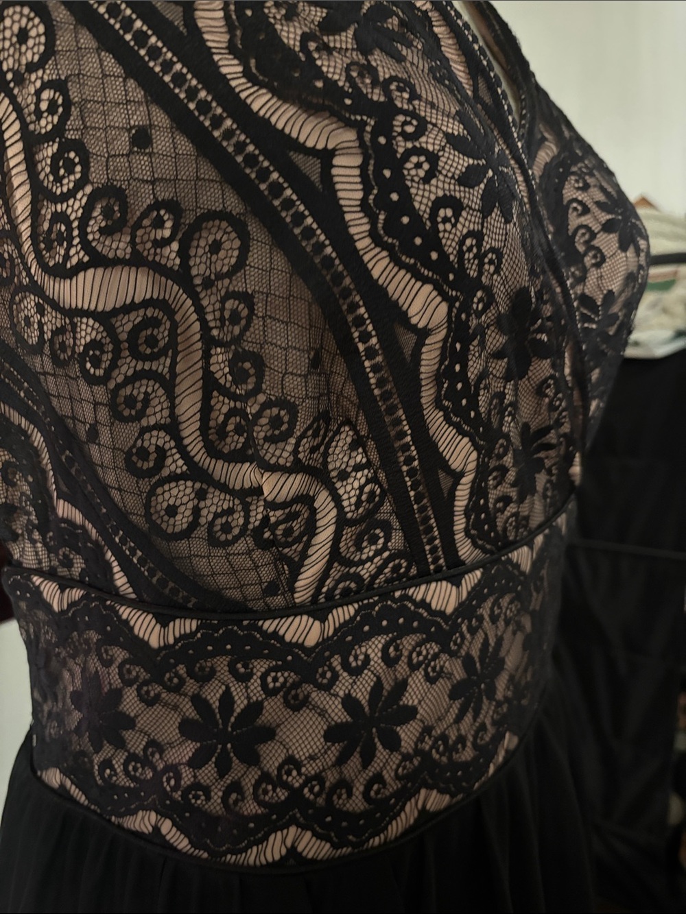 Jessica Howard Black Lace Dress with Nude Lining - Picture 3 of 6